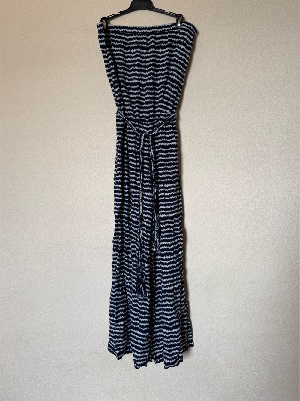 MSK Strapless Zig Zag Chevron Wide Leg Jumpsuit